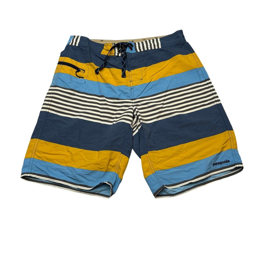 Patagonia Wavefarer Surf Boardshorts Men 34 Multi Striped Swim Trunks Sportswear